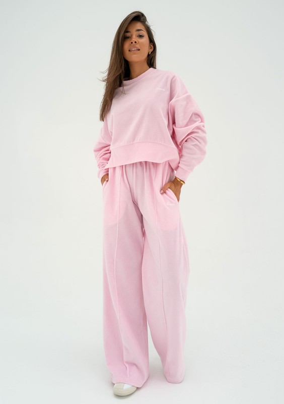 Costa Velvet - Pastel pink velvet sweatpants