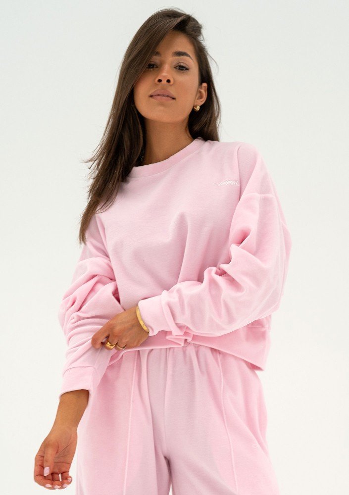 Costa Velvet - Pastel pink velvet sweatshirt