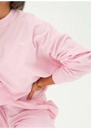 Costa Velvet - Pastel pink velvet sweatshirt