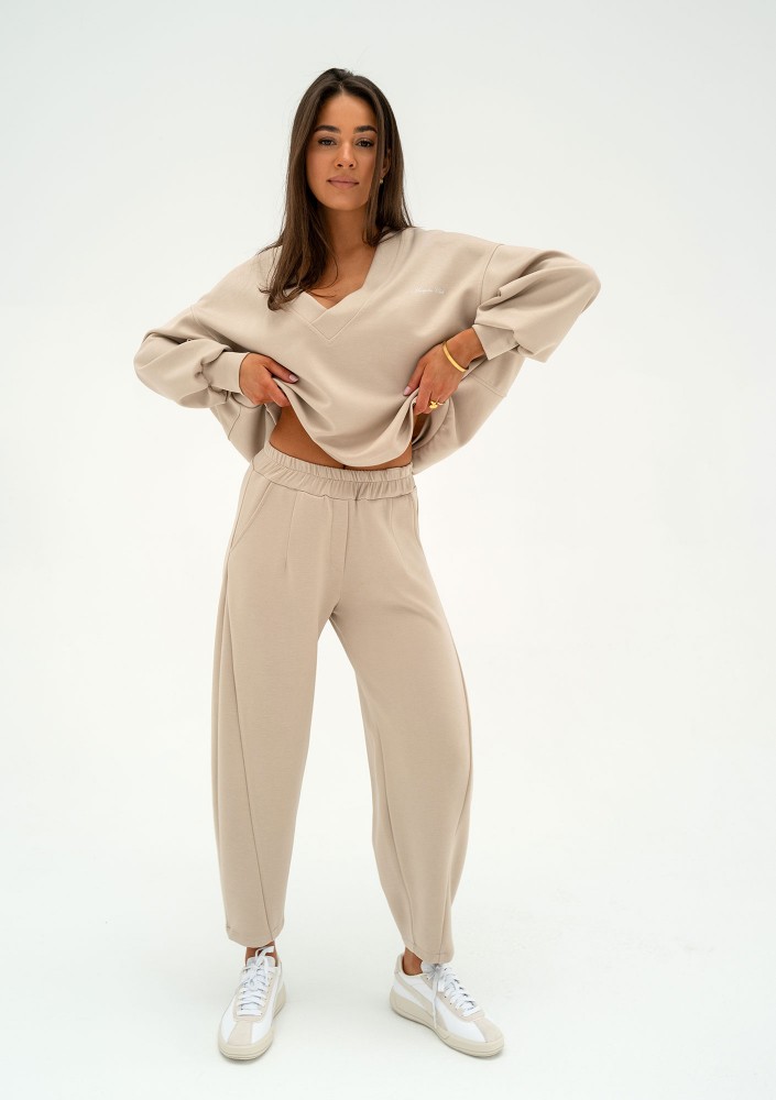 Ollie - Beige rayon sweatpants