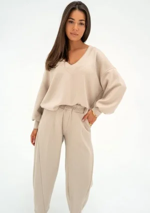 Ollie - Beige rayon sweatpants