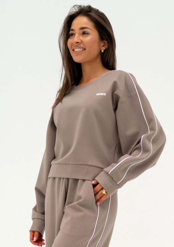 Cody - Latte beige sweatshirt with trims