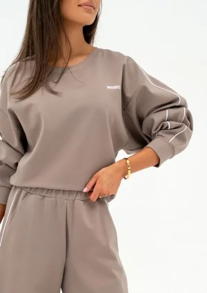 Cody - Latte beige sweatshirt with trims