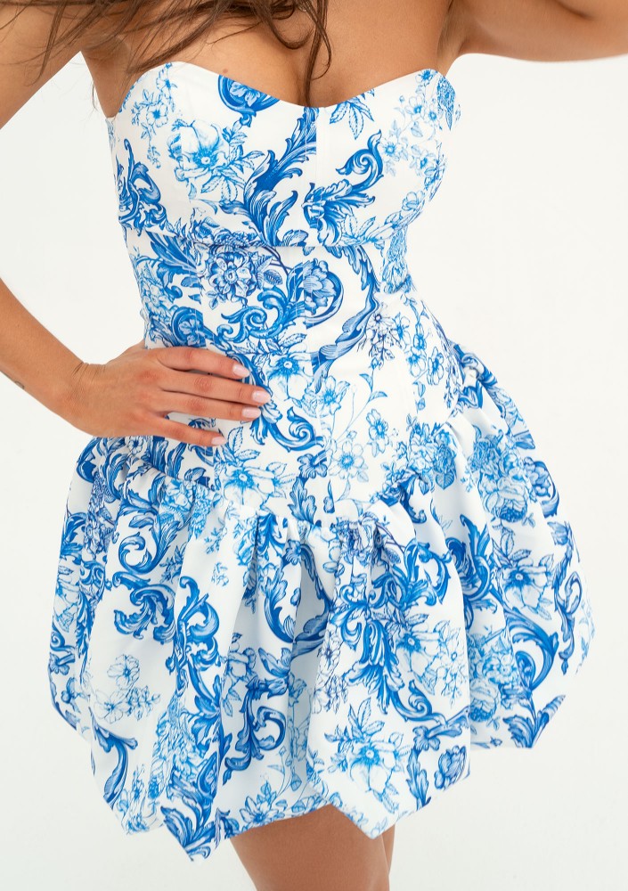 Leyna - Gorsetowa sukienka bombka mini Blue Print