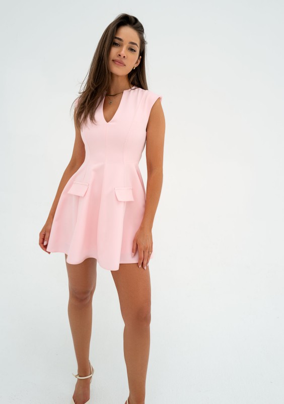 Lilli - Powder pink mini flared dress