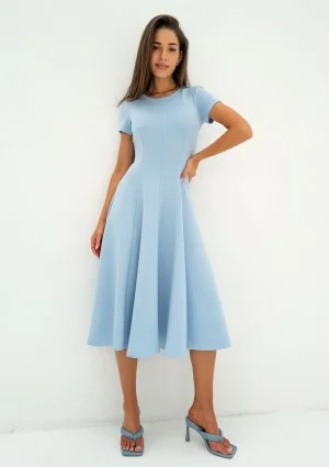 Jasmen - Light blue midi flared dress