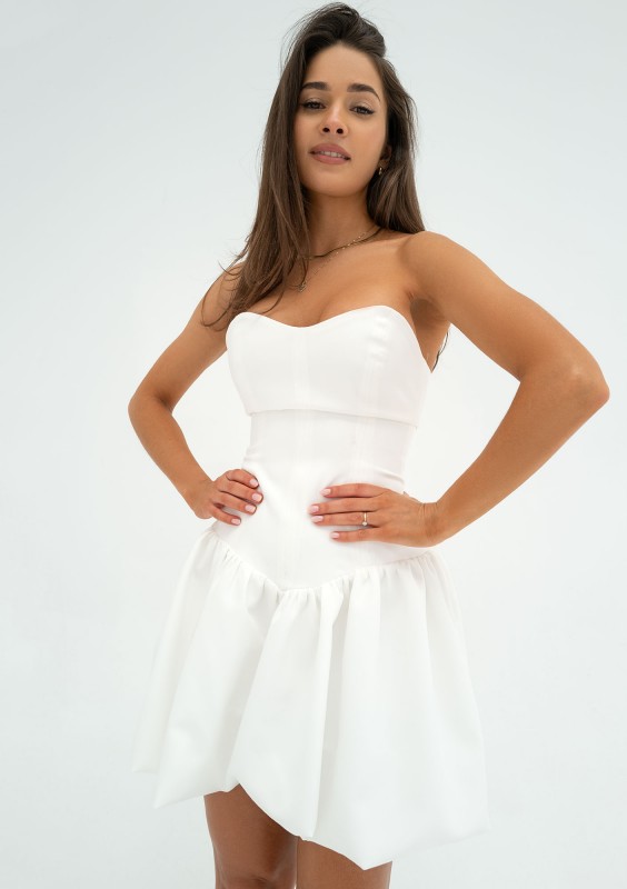 Leyna - Ecru mini bomb dress