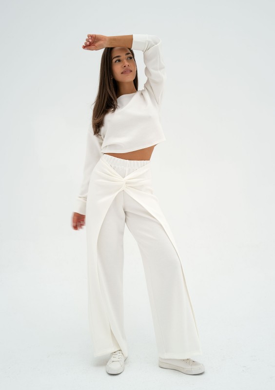 Jase - Ecru draped trousers