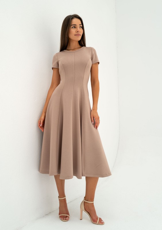 Jasmen - Latte beige mini flared dress