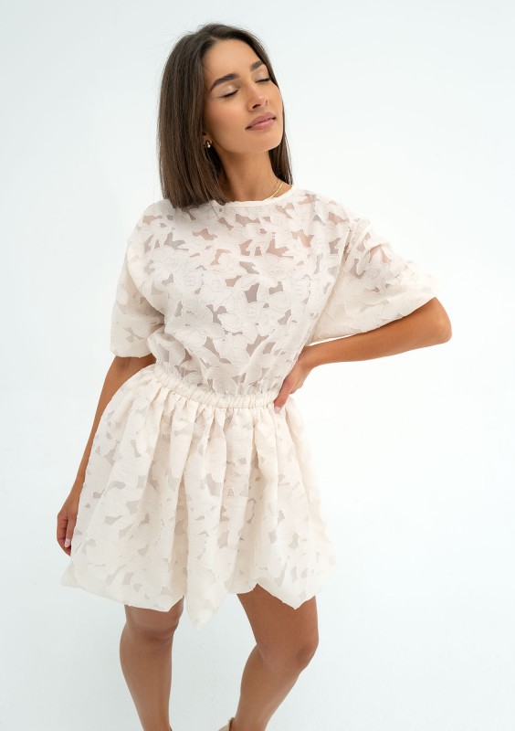 Catie - Creamy openwork mini dress