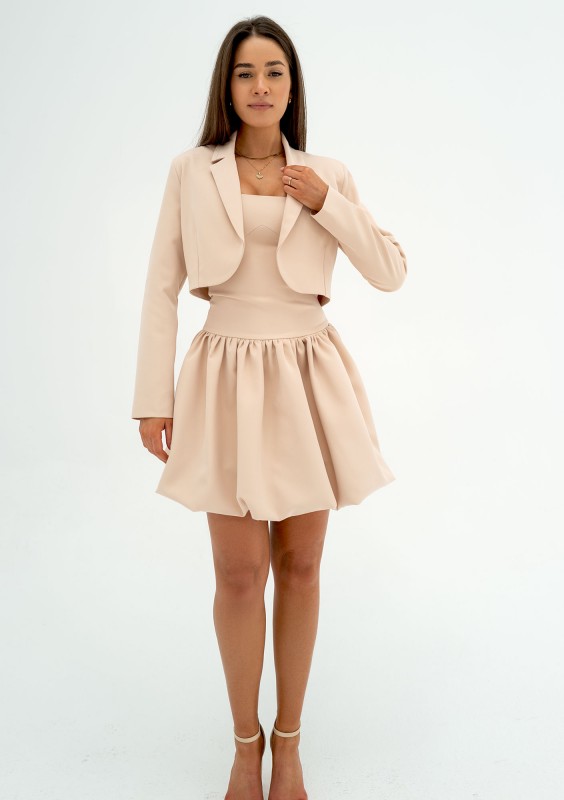 Katie - Beige mini bomb dress