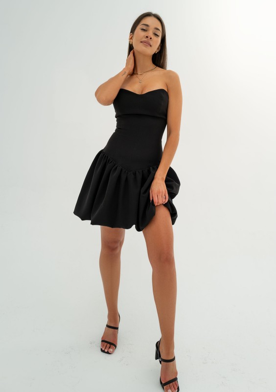 Leyna - Gorsetowa sukienka bombka mini Czarna