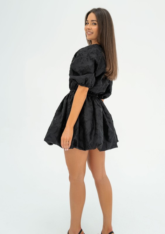 Catie - Black openwork mini dress