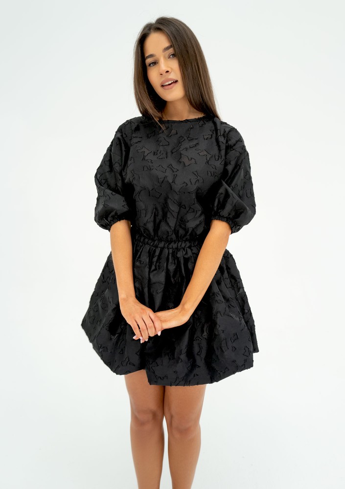 Catie - Black openwork mini dress
