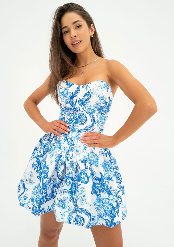 Leyna - Gorsetowa sukienka bombka mini Blue Print