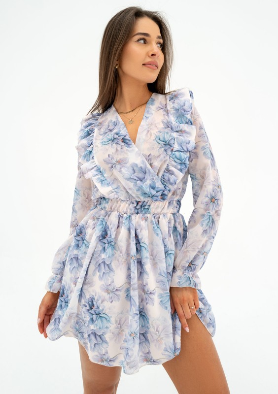 Rosalia - Blue floral chiffon mini dress