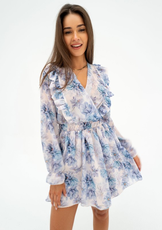 Rosalia - Blue floral chiffon mini dress