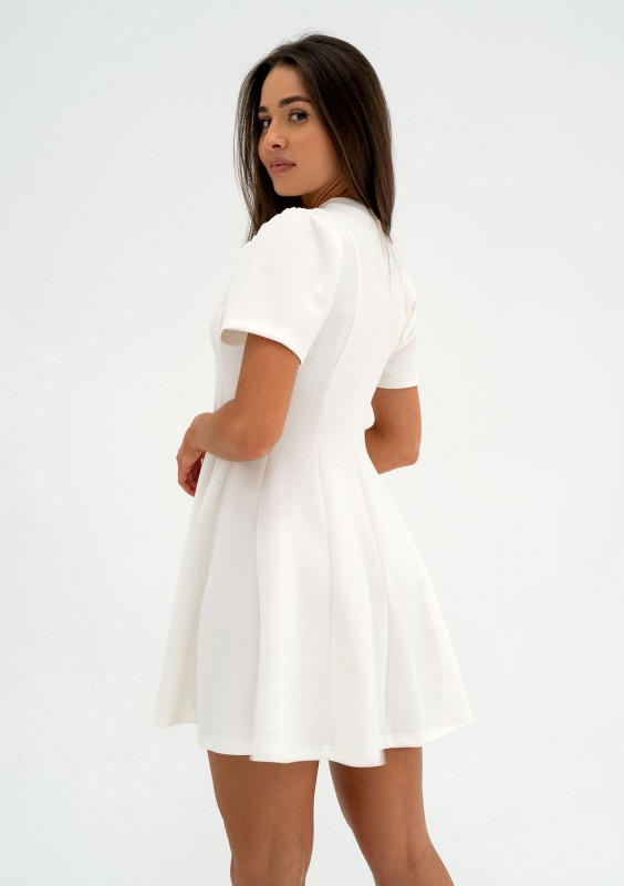 Nela - Rozkloszowana sukienka mini Ecru