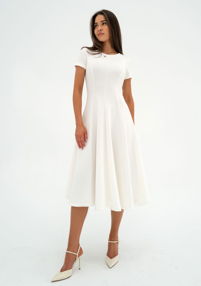 Jasmen - Ecru midi flared dress