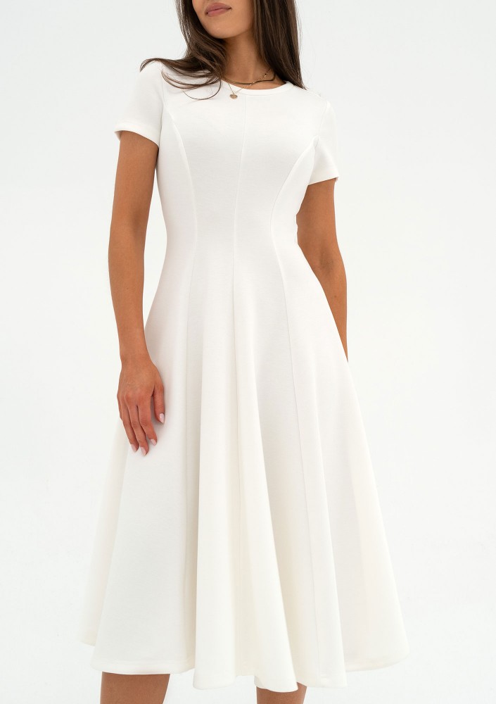 Jasmen - Ecru midi flared dress