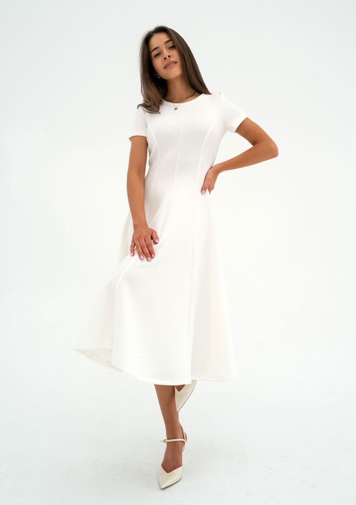 Jasmen - Ecru midi flared dress