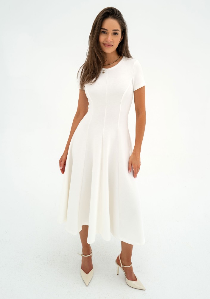 Jasmen - Ecru midi flared dress
