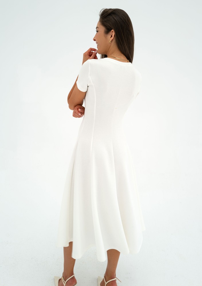 Jasmen - Ecru midi flared dress