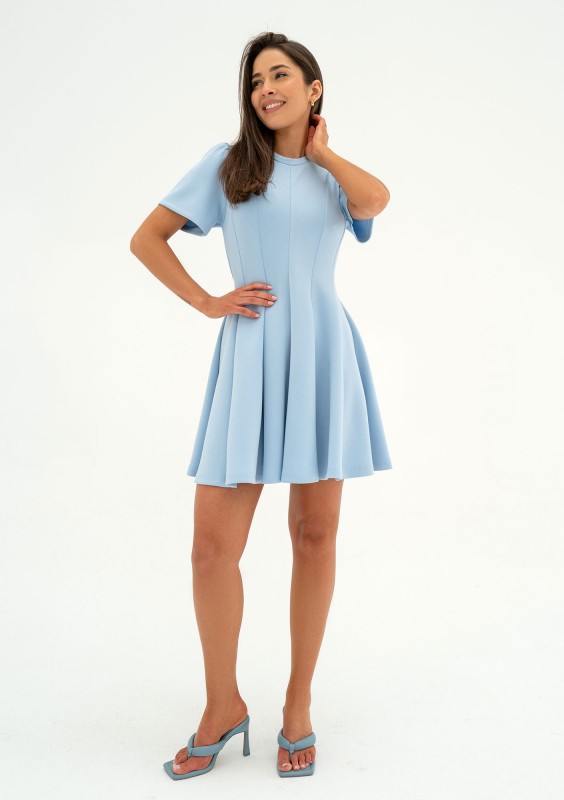 Nela - Light blue mini flared dress