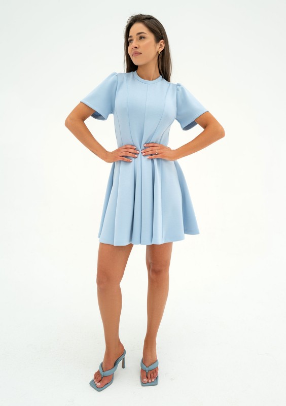 Nela - Light blue mini flared dress
