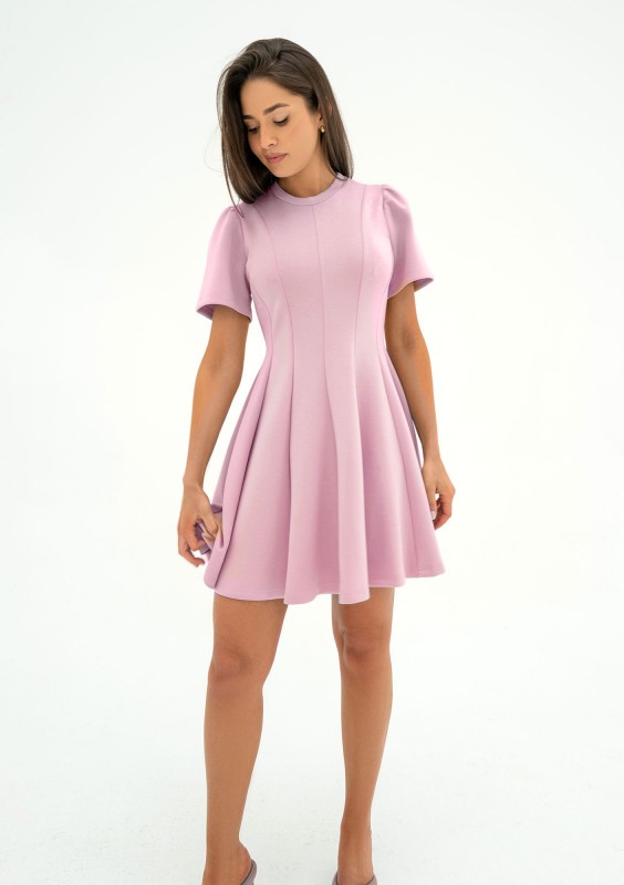 Nela - Powder pink mini flared dress