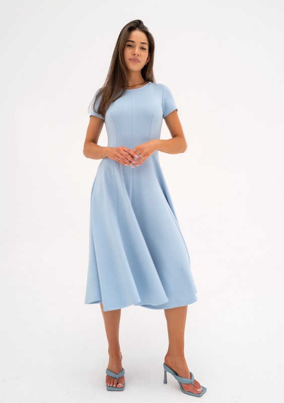 Jasmen - Light blue midi flared dress