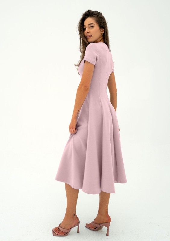 Jasmen - Powder pink midi flared dress