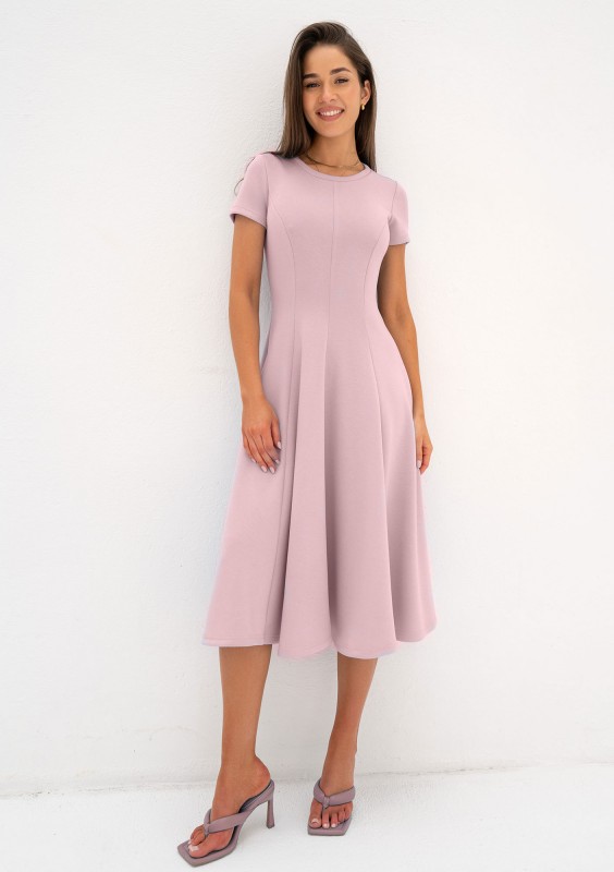 Jasmen - Powder pink midi flared dress