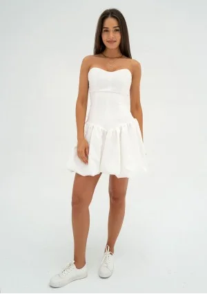 Leyna - Ecru mini bomb dress