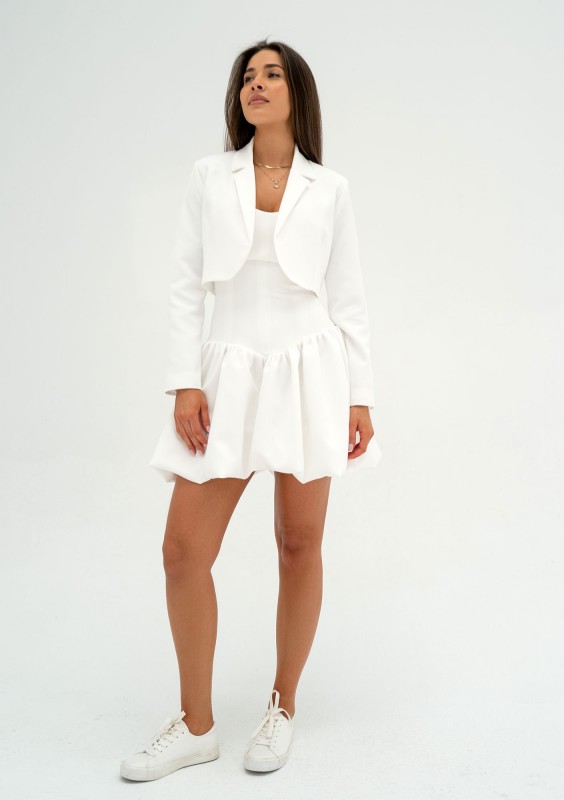 Leyna - Ecru mini bomb dress