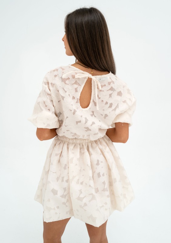 Catie - Creamy openwork mini dress