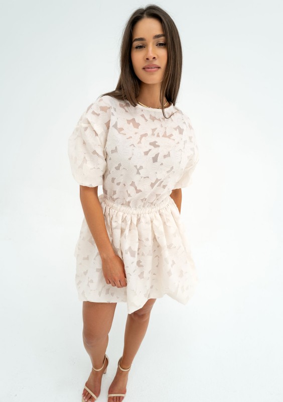 Catie - Creamy openwork mini dress