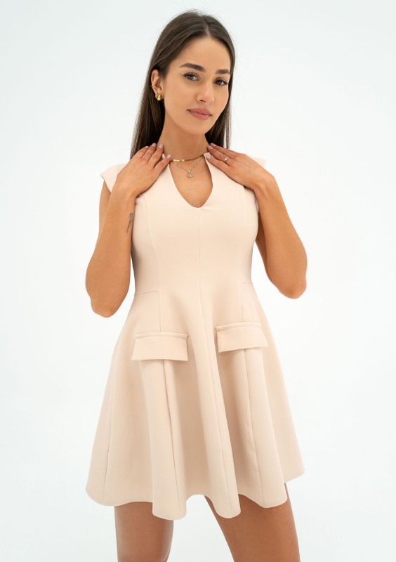 Lilli - Beige mini flared dress