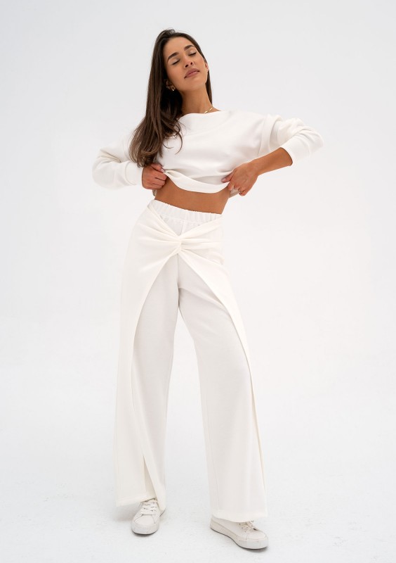 Jase - Ecru draped trousers
