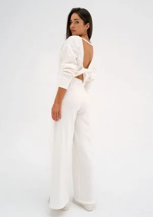 Jase - Ecru draped trousers