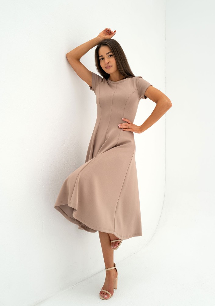 Jasmen - Latte beige mini flared dress