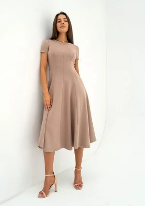 Jasmen - Latte beige mini flared dress