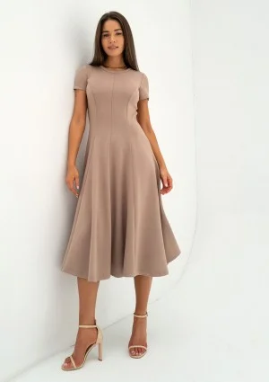 Jasmen - Latte beige mini flared dress
