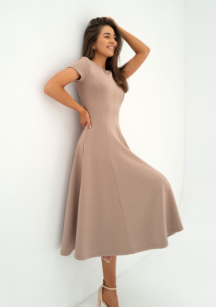 Jasmen - Latte beige mini flared dress