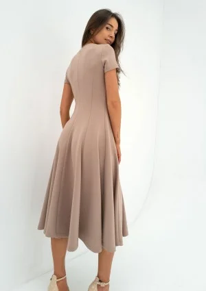Jasmen - Latte beige mini flared dress