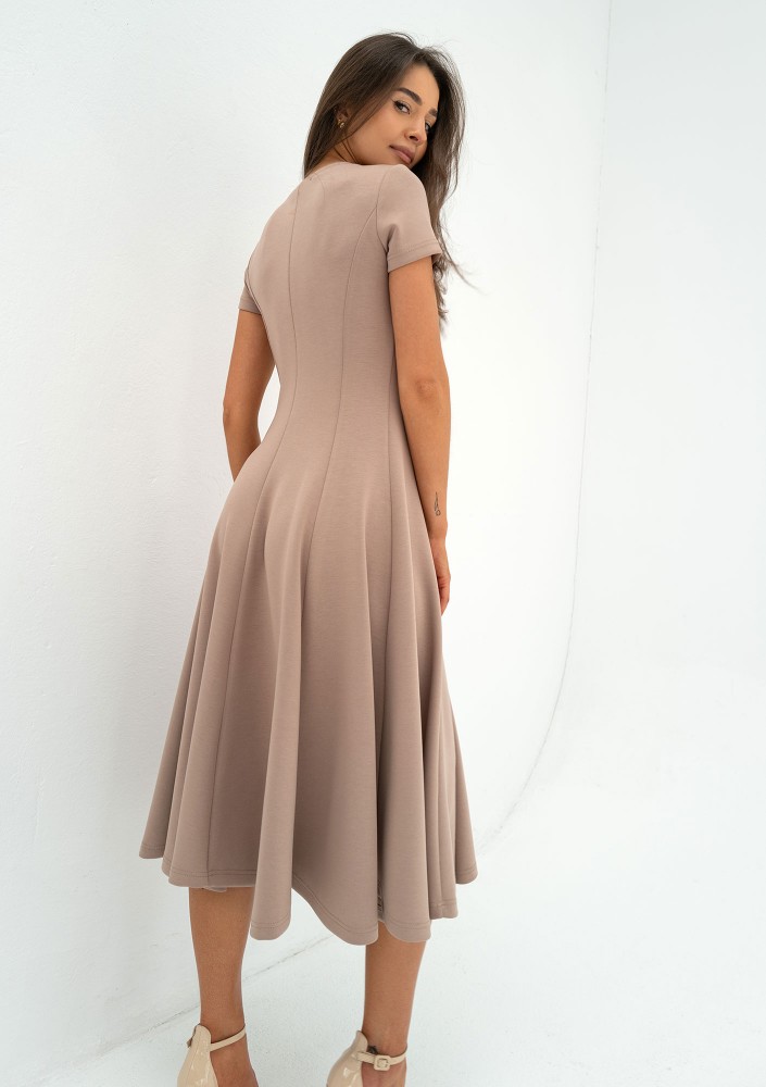 Jasmen - Latte beige mini flared dress