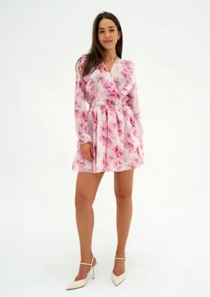 Rosalia - Pink floral chiffon mini dress