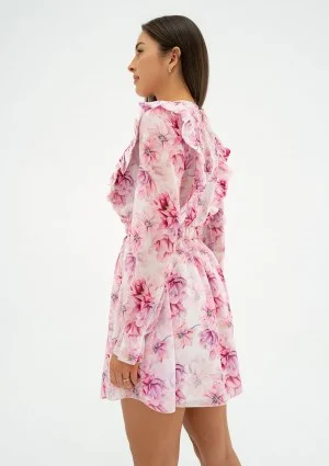 Rosalia - Pink floral chiffon mini dress