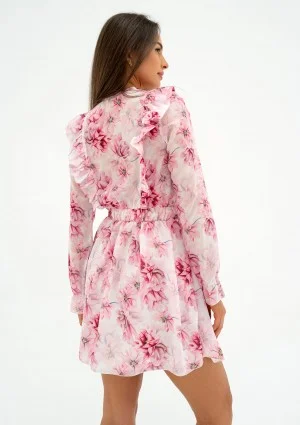 Rosalia - Pink floral chiffon mini dress