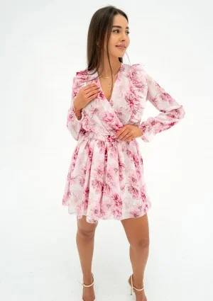 Rosalia - Pink floral chiffon mini dress